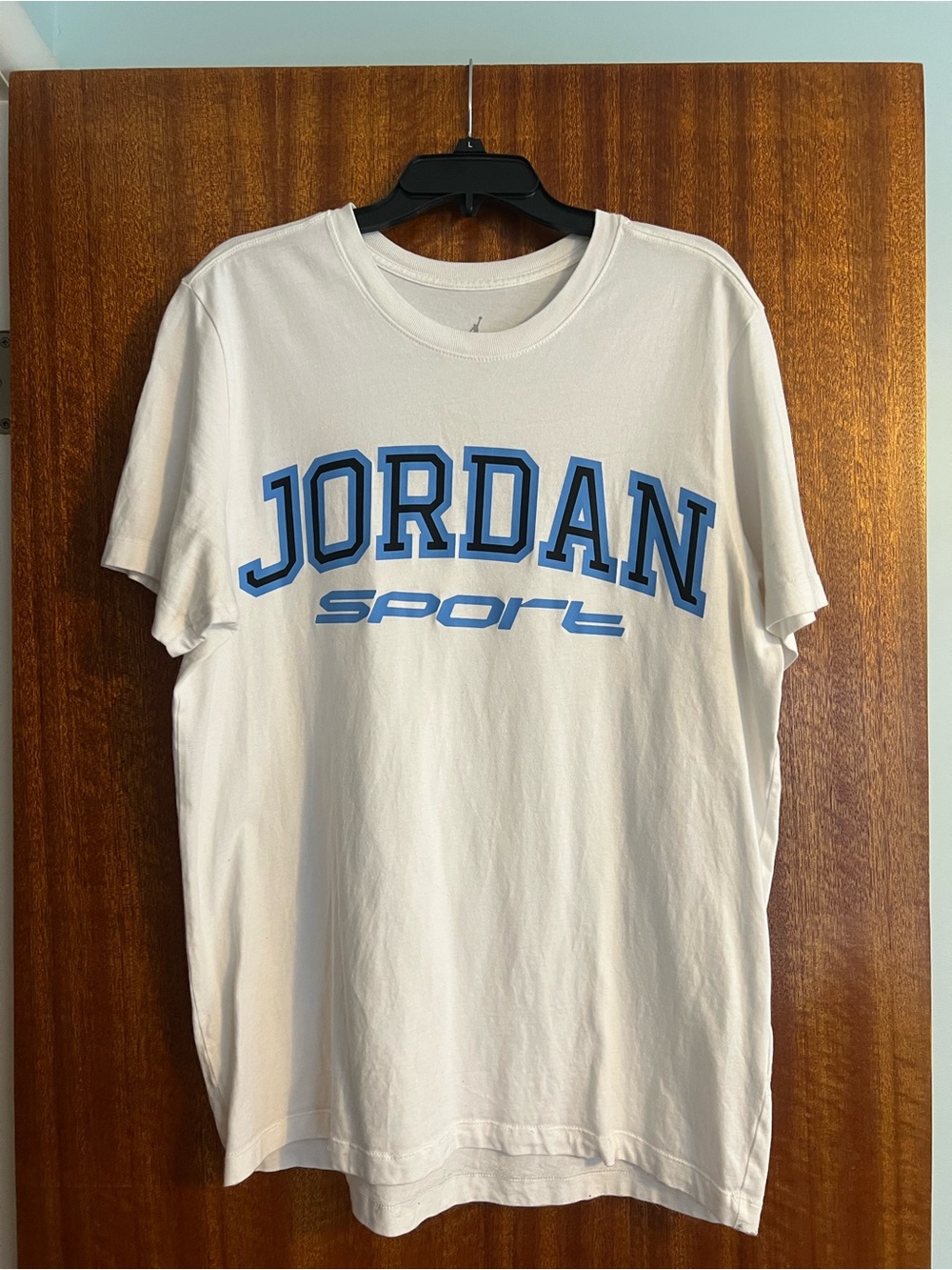 Nike Jordan White Short Sleeve Tee with Blue 'Jordan Sport' Graphic